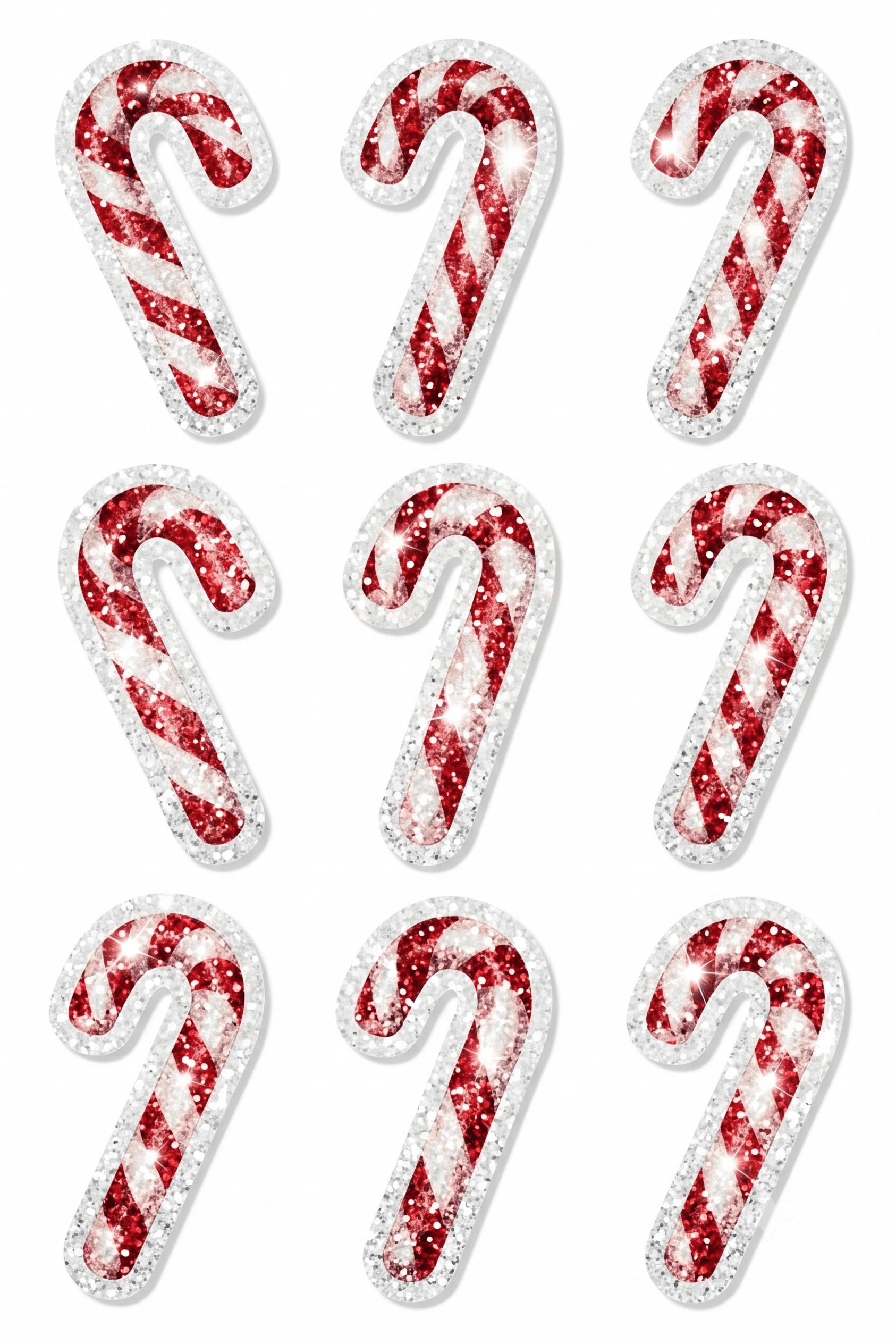 Glittery Candy Cane Stickers Printable