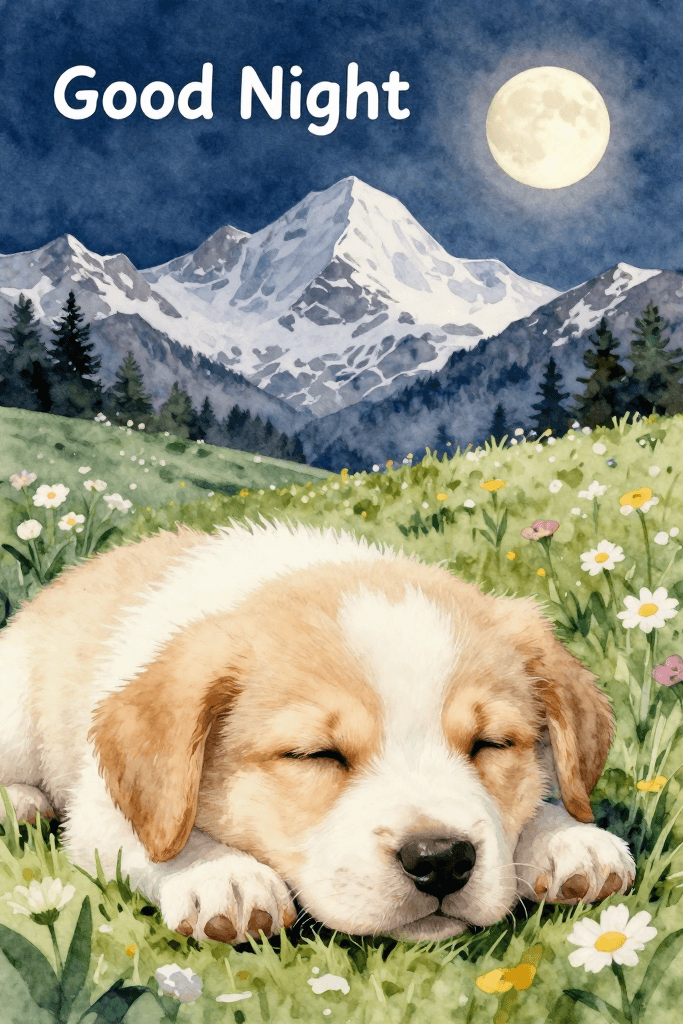 Good Night Dog And Mountains Ecard