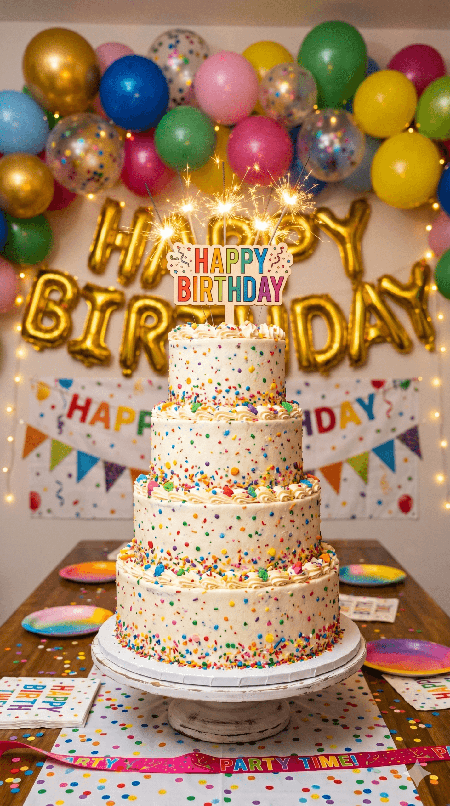 Happy Birthday 4 Layer Cake Ecard