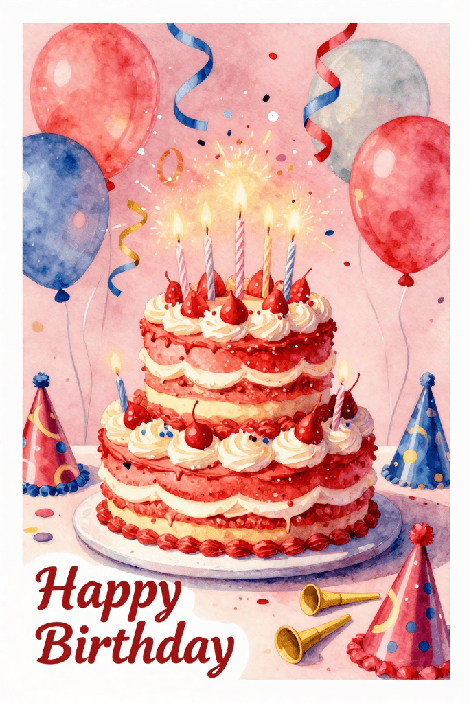 Happy Birthday Cherry Cake Ecard