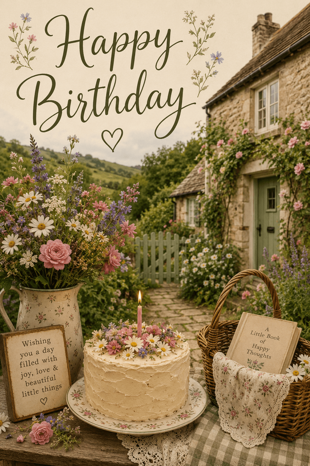 Happy Birthday Cottage Core Ecard