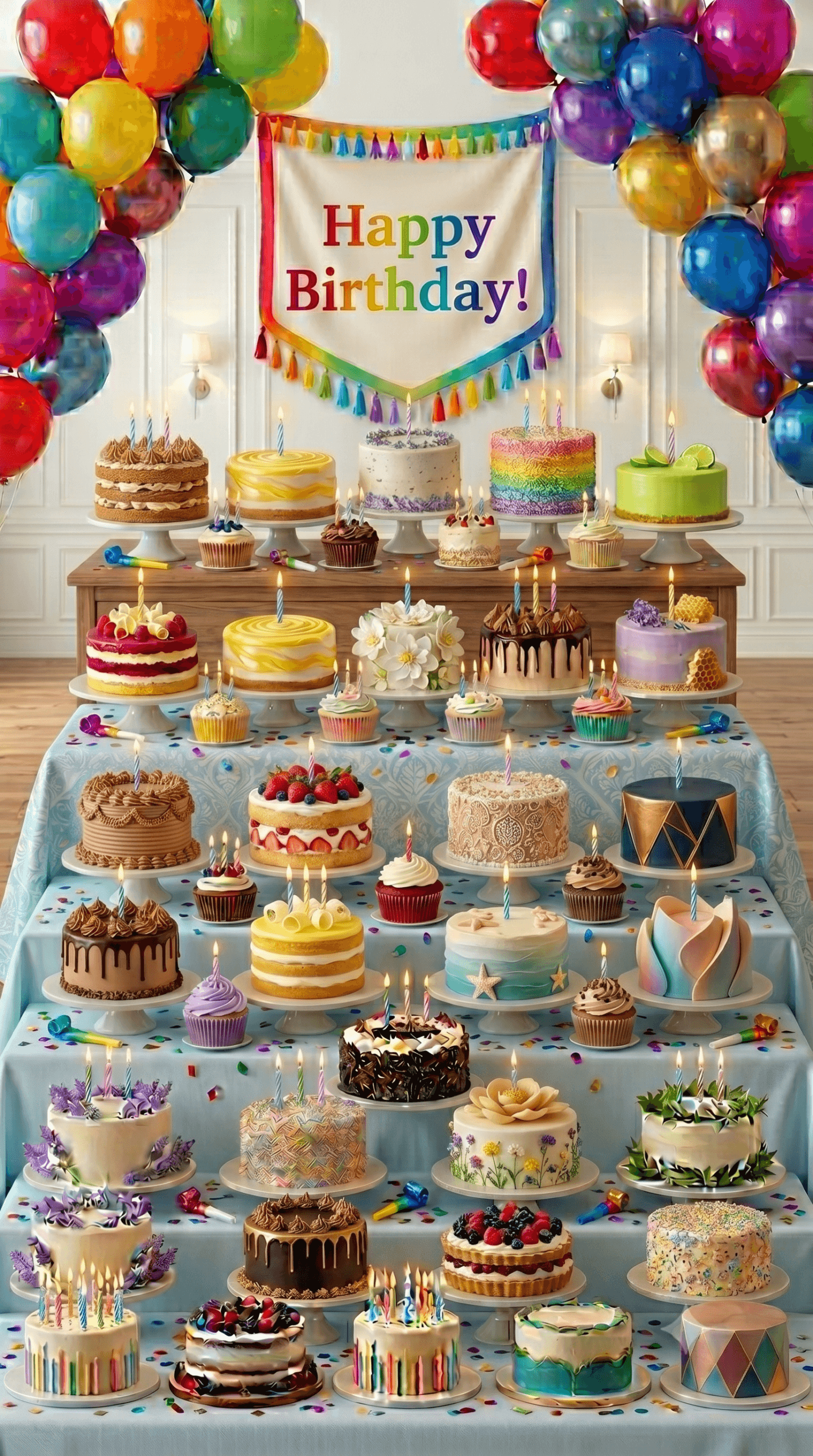 Happy Birthday Many Cakes Ecard