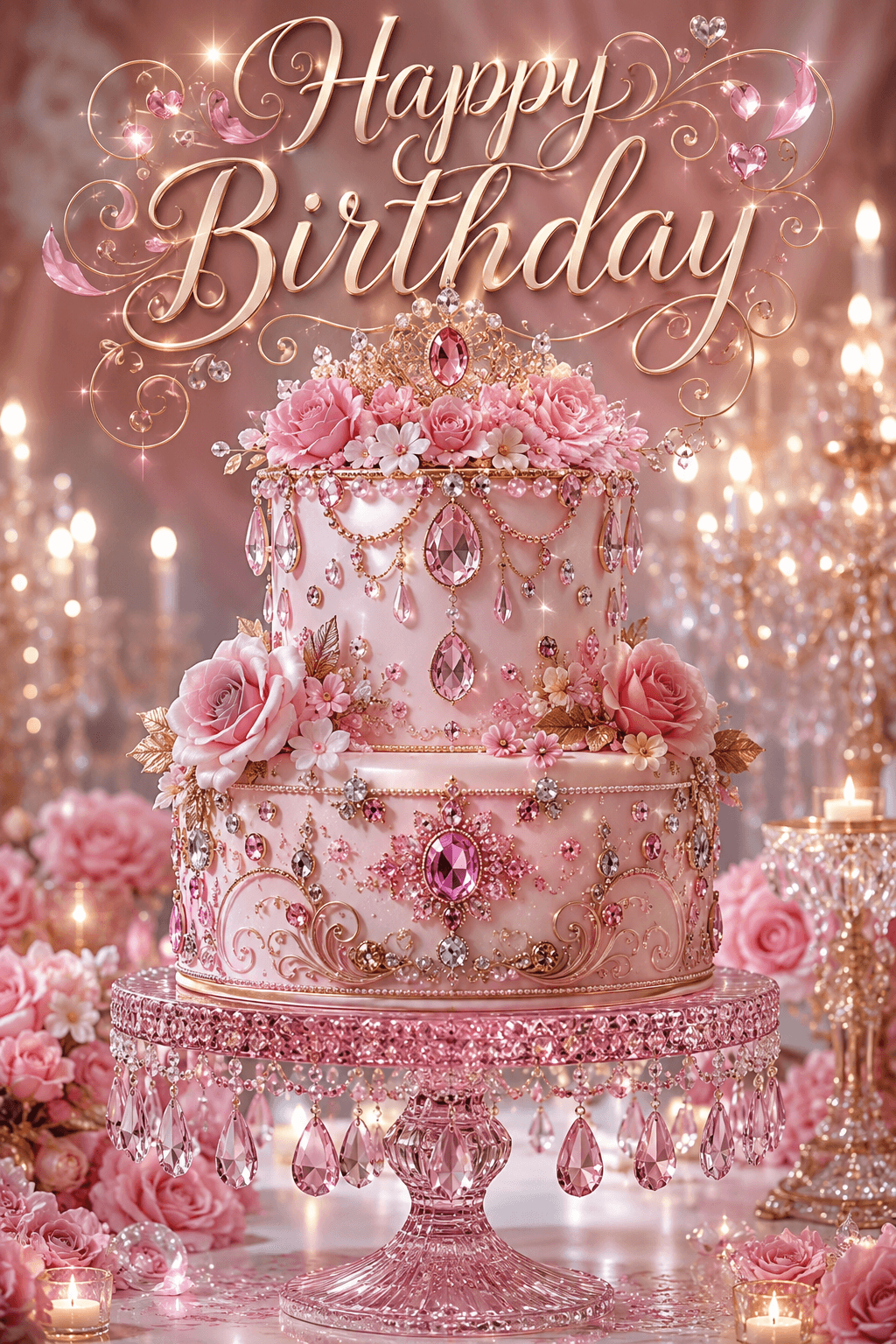 Happy Birthday Pink Cake Ecard