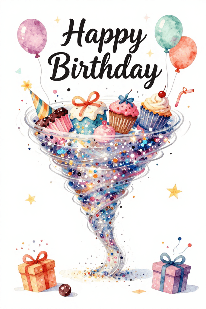 Happy Birthday Sweets Tornado Ecard