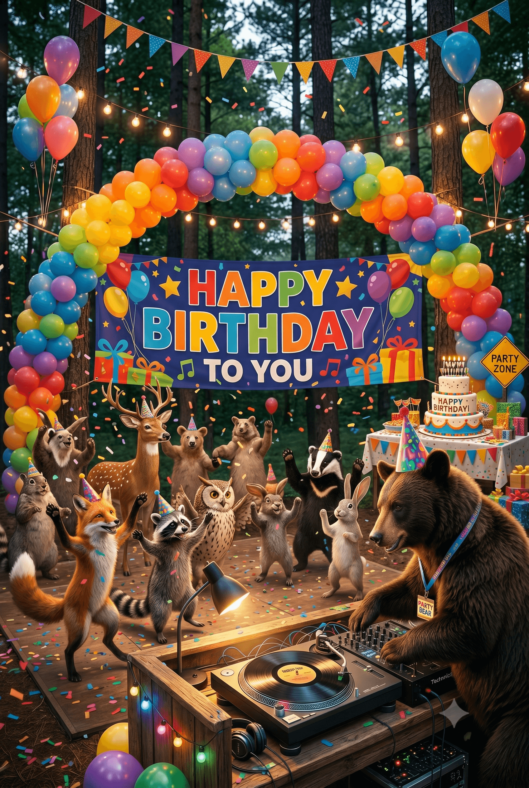 Happy Birthday To You Woodland Party Ecard