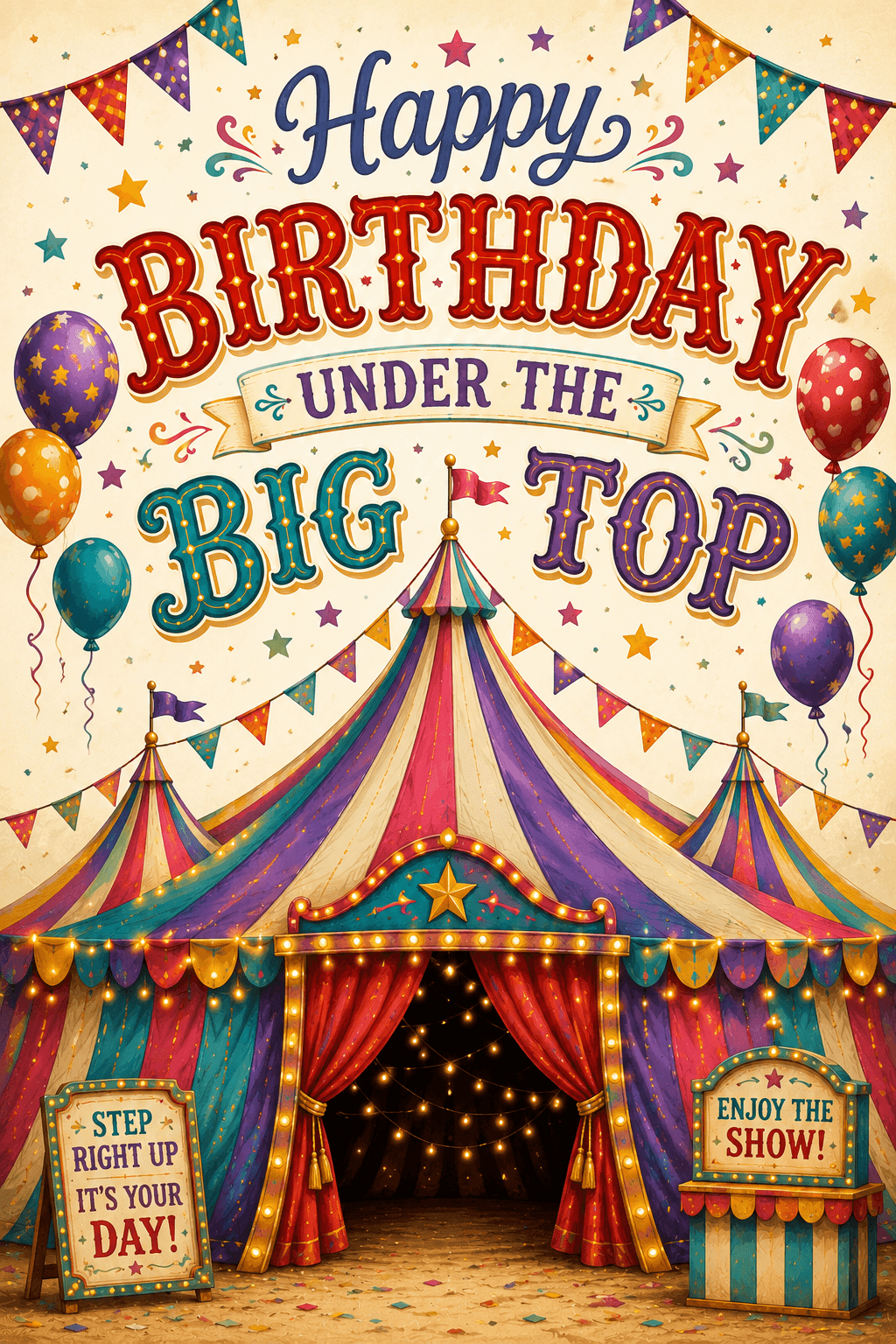 Happy Birthday Under The Big Top Ecard