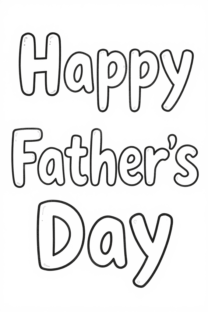 Happy Father's Day Bubble Letters Printable Coloring Page