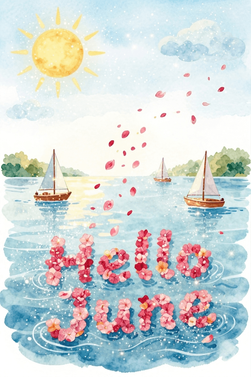 Hello June Petals Ecards