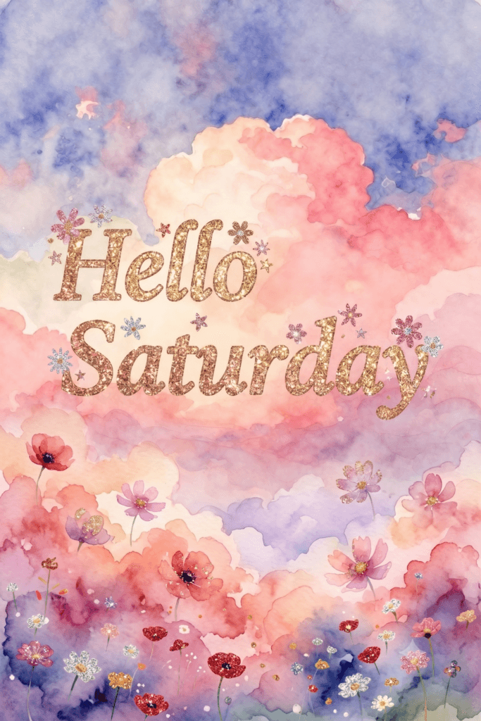 Hello Saturday Pink Clouds Ecard