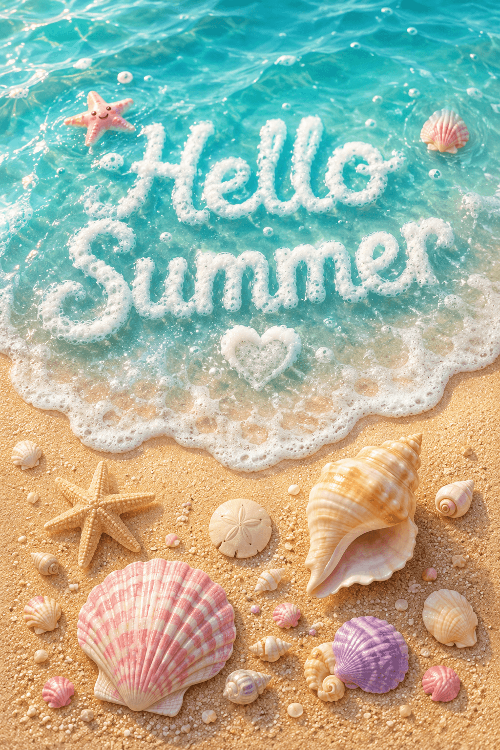 Hello Summer Sea Foam Ecard