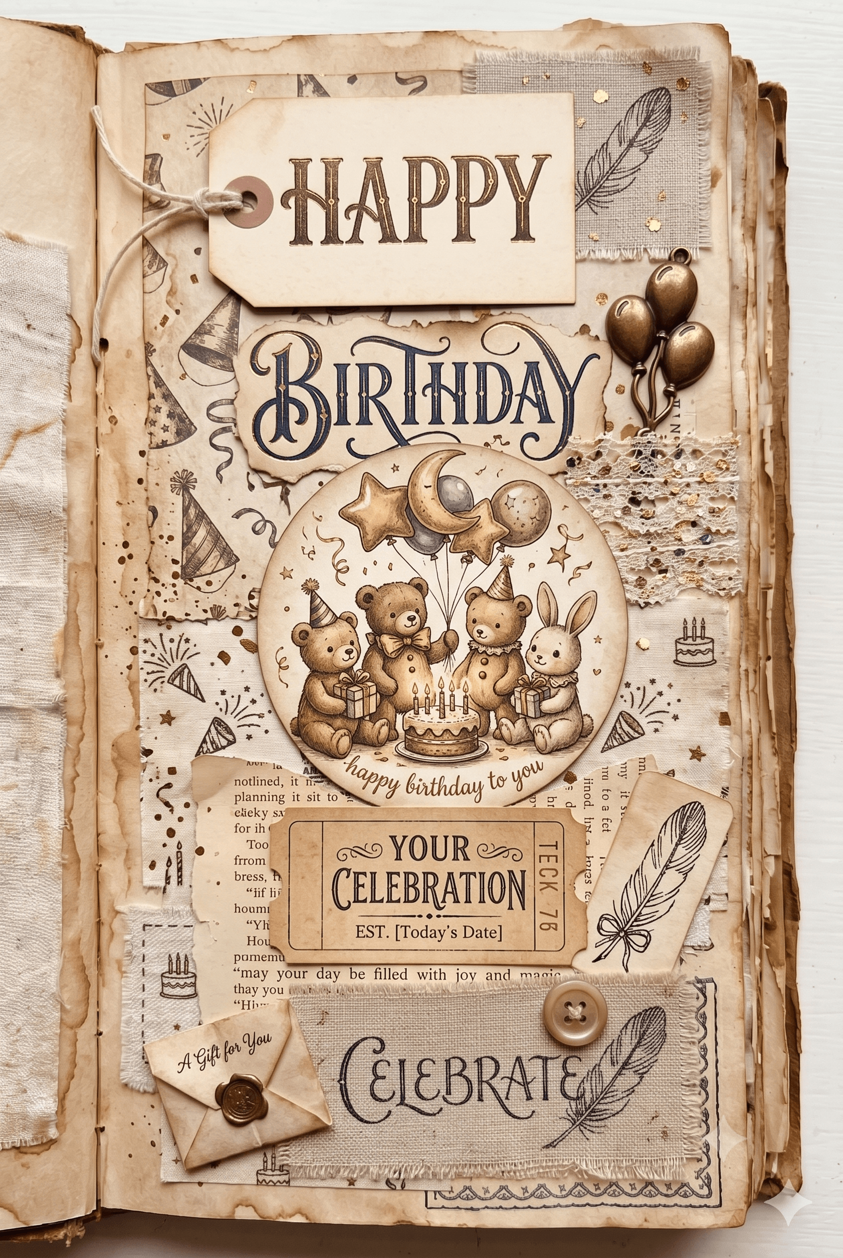 Happy Birthday Junk Journal Page Printable