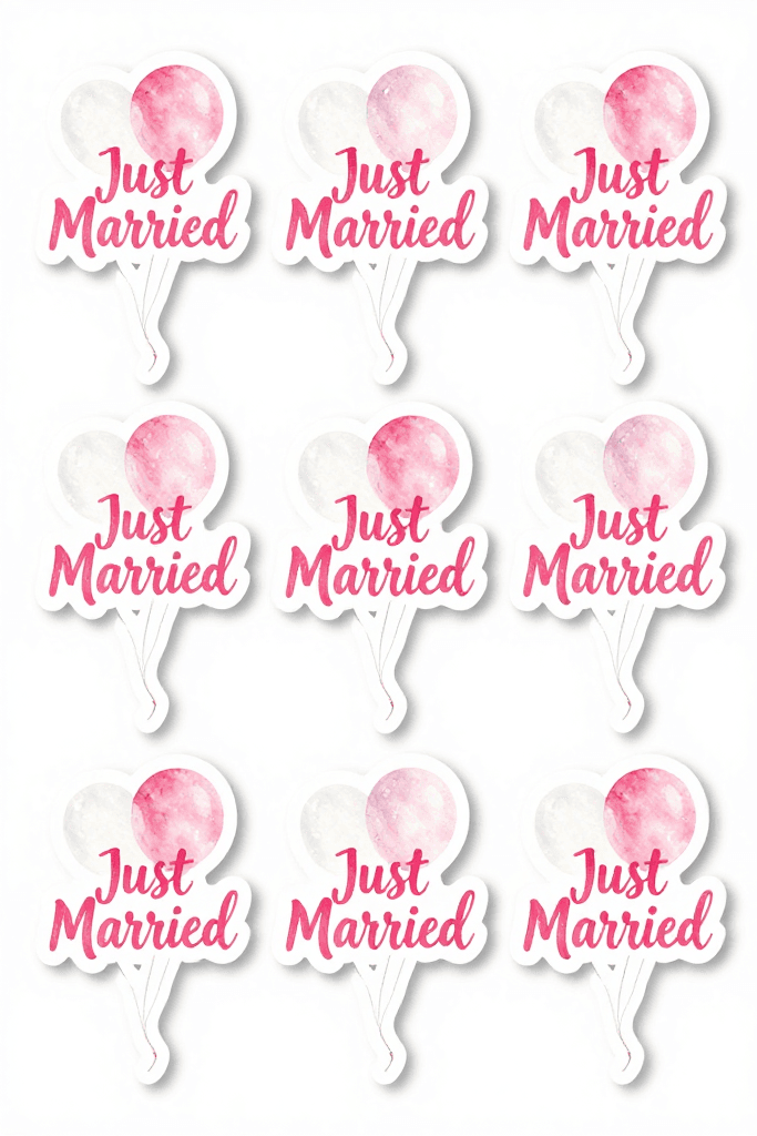 Just Married Balloon Stickers Printable
