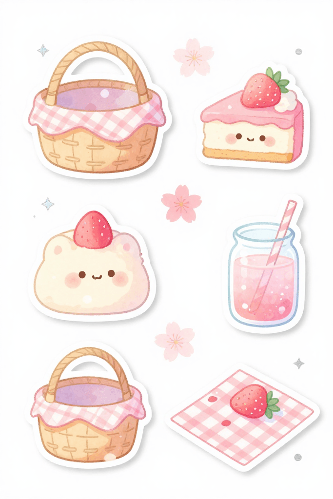 Cute Spring Picnic Stickers 2 Printable