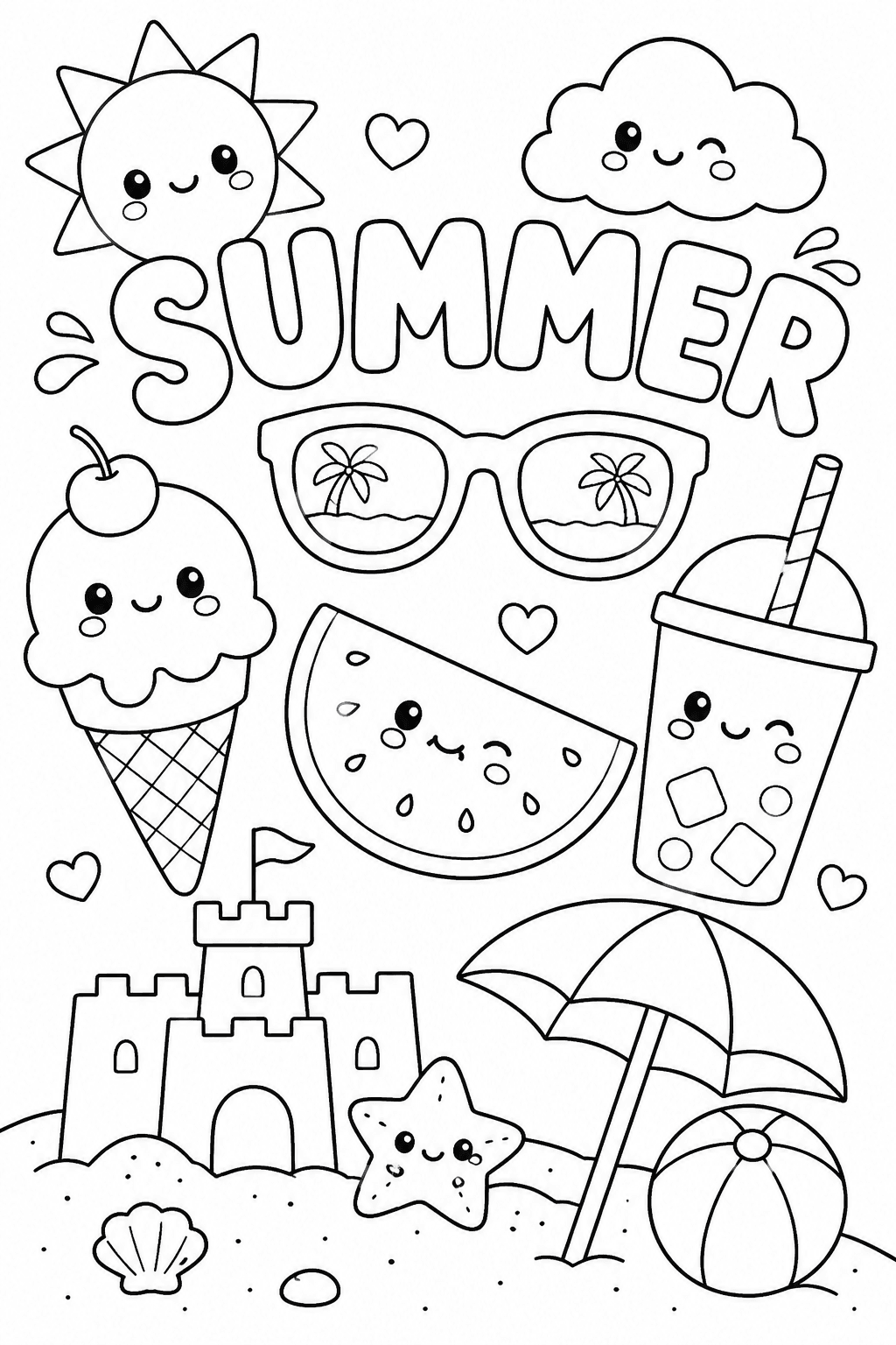 Cute Summer Printable Coloring Page