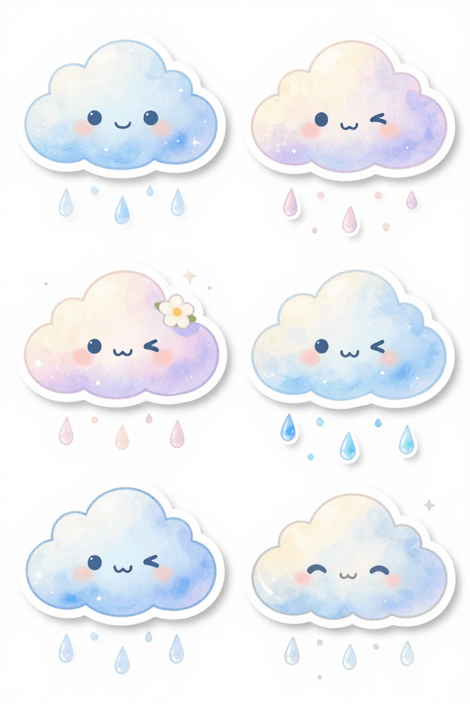 Positive Spring Raincloud Stickers Printable