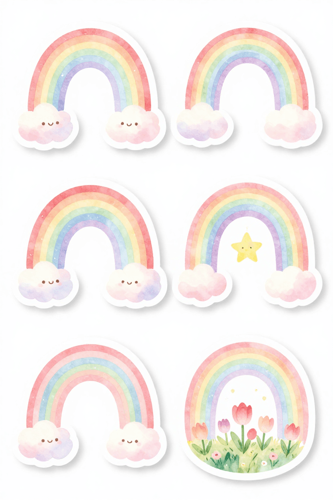 Large Spring Rainbow Arch Stickers Printable