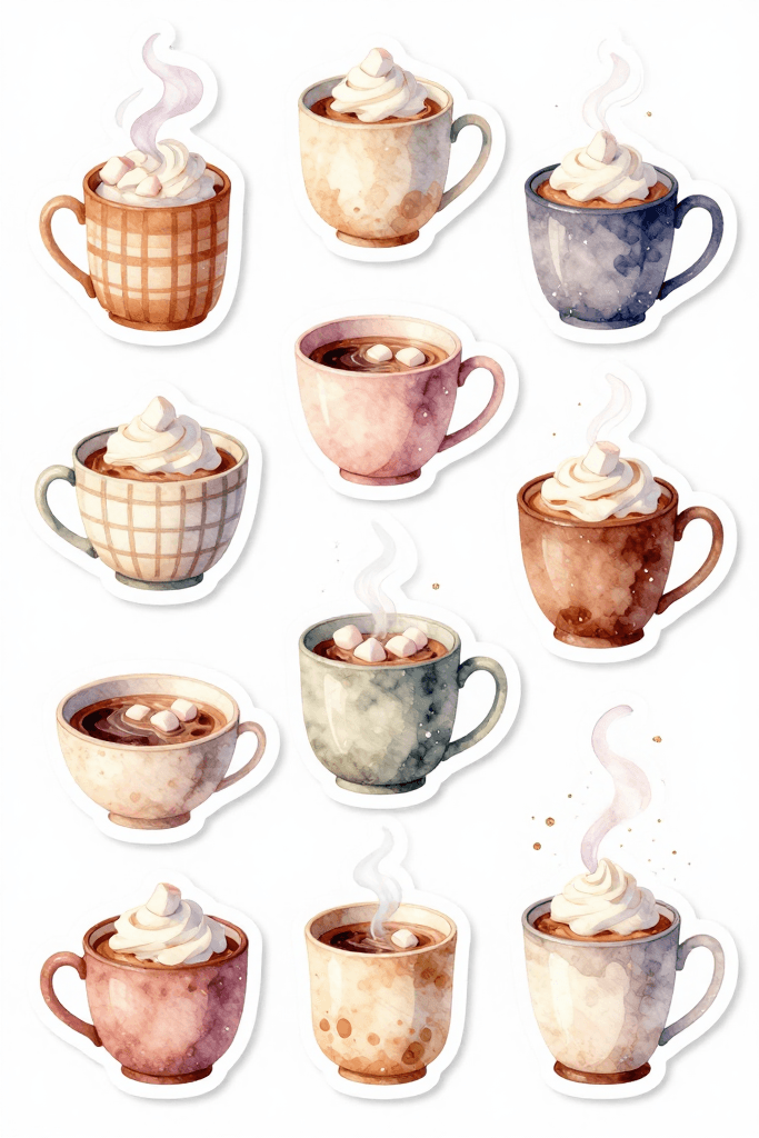 Many Cozy Cocoa Stickers Printable