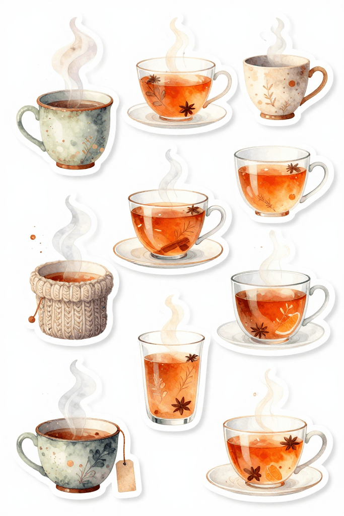 Many Fall Tea Stickers Printable 
