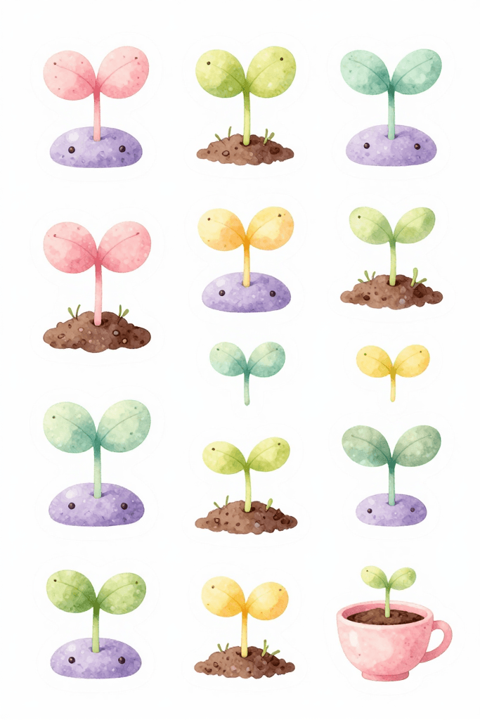 Pastel Spring Sprout Stickers Printable
