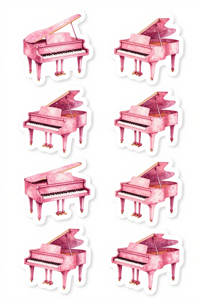 Pink Piano Stickers Printable
