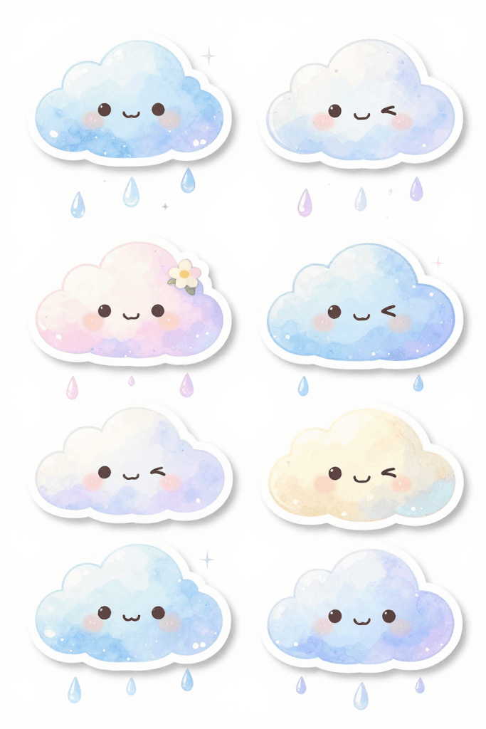 Positive Spring Raincloud Stickers 2 Printable