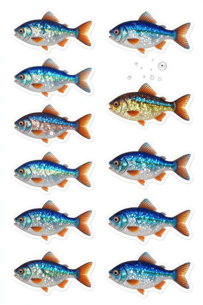 Shimmering Fish Stickers Printable