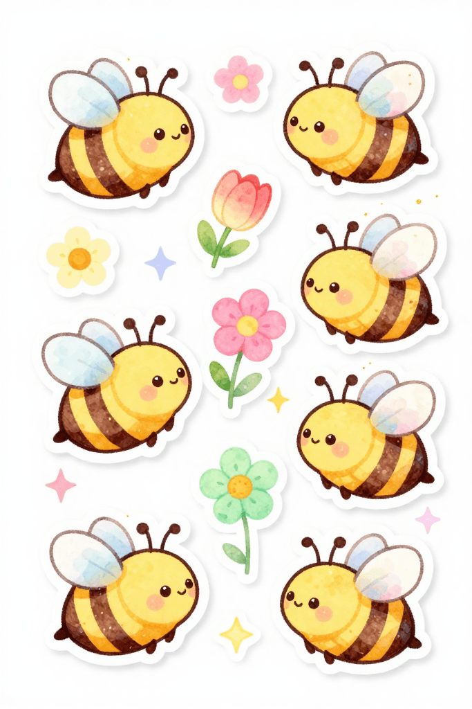 Cute Spring Bee Stickers Printable