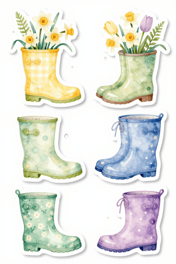 Spring Rainboot Stickers Printable