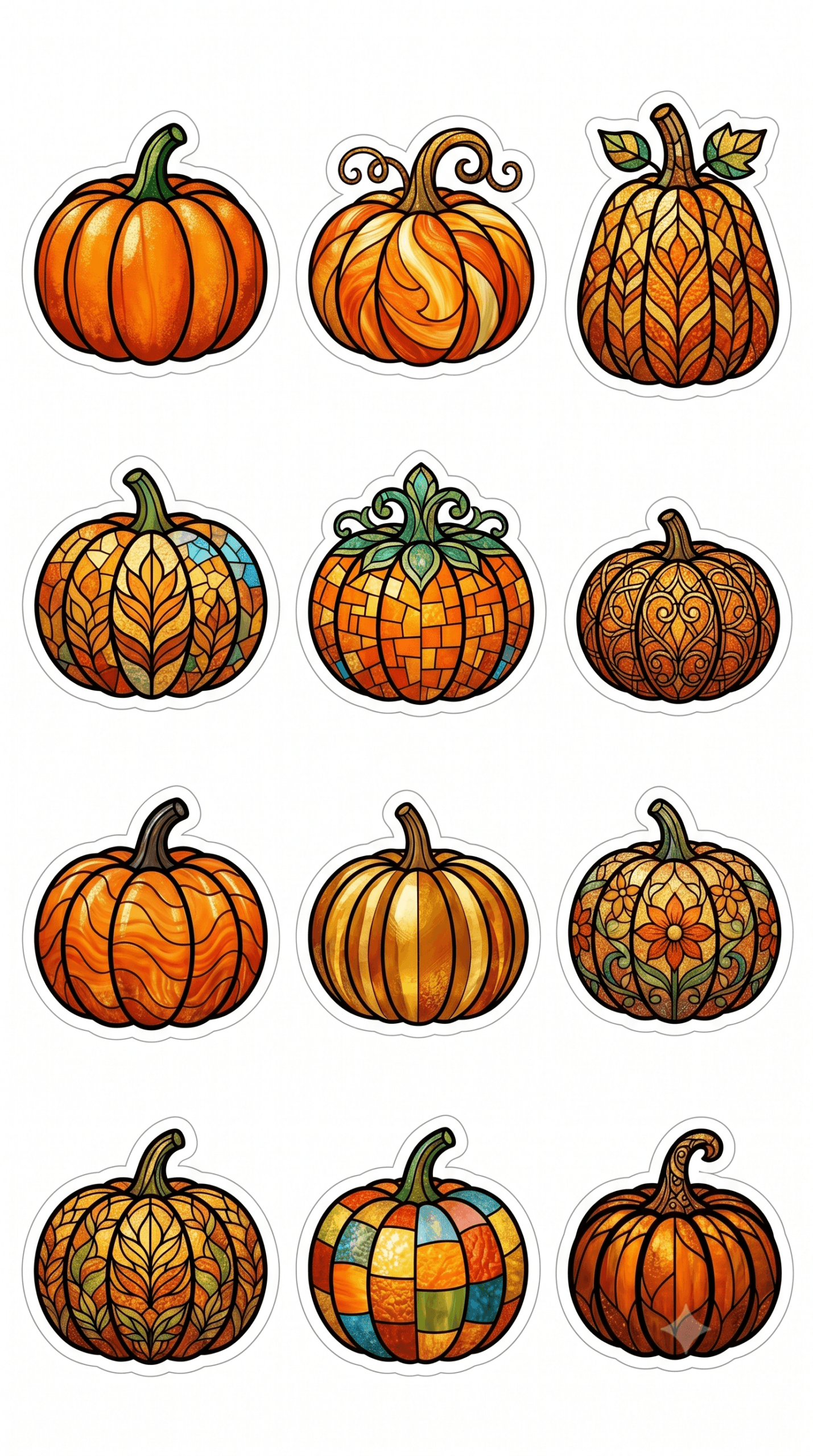 Stained Glass Pumpkin Stickers Printable