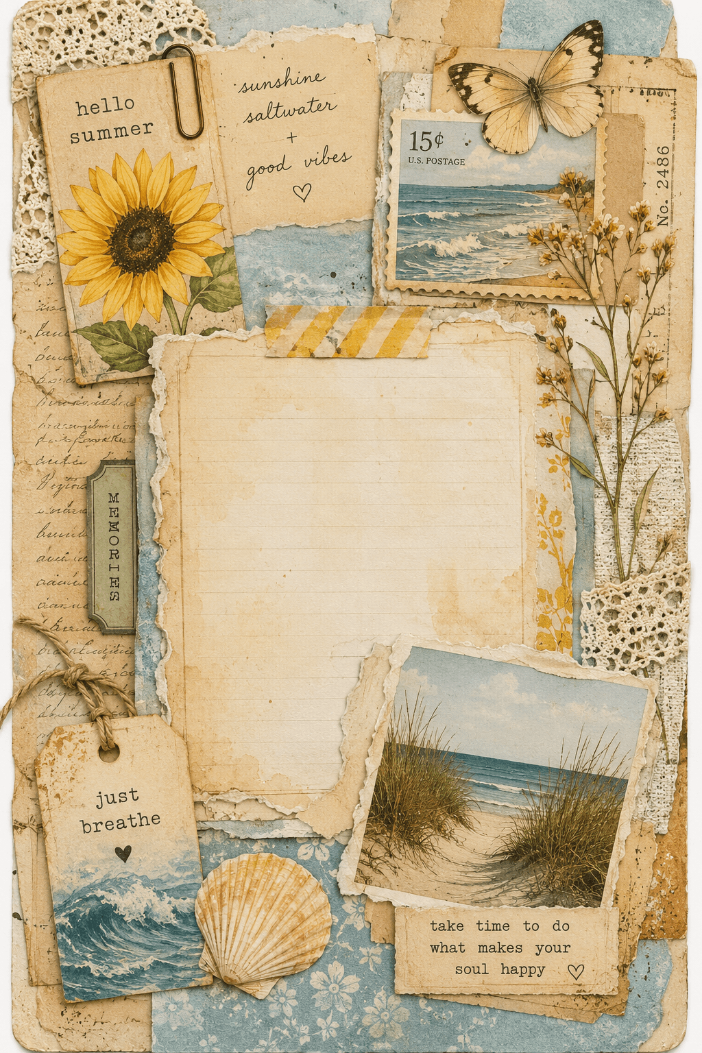 Summer Junk Journal Page Printable