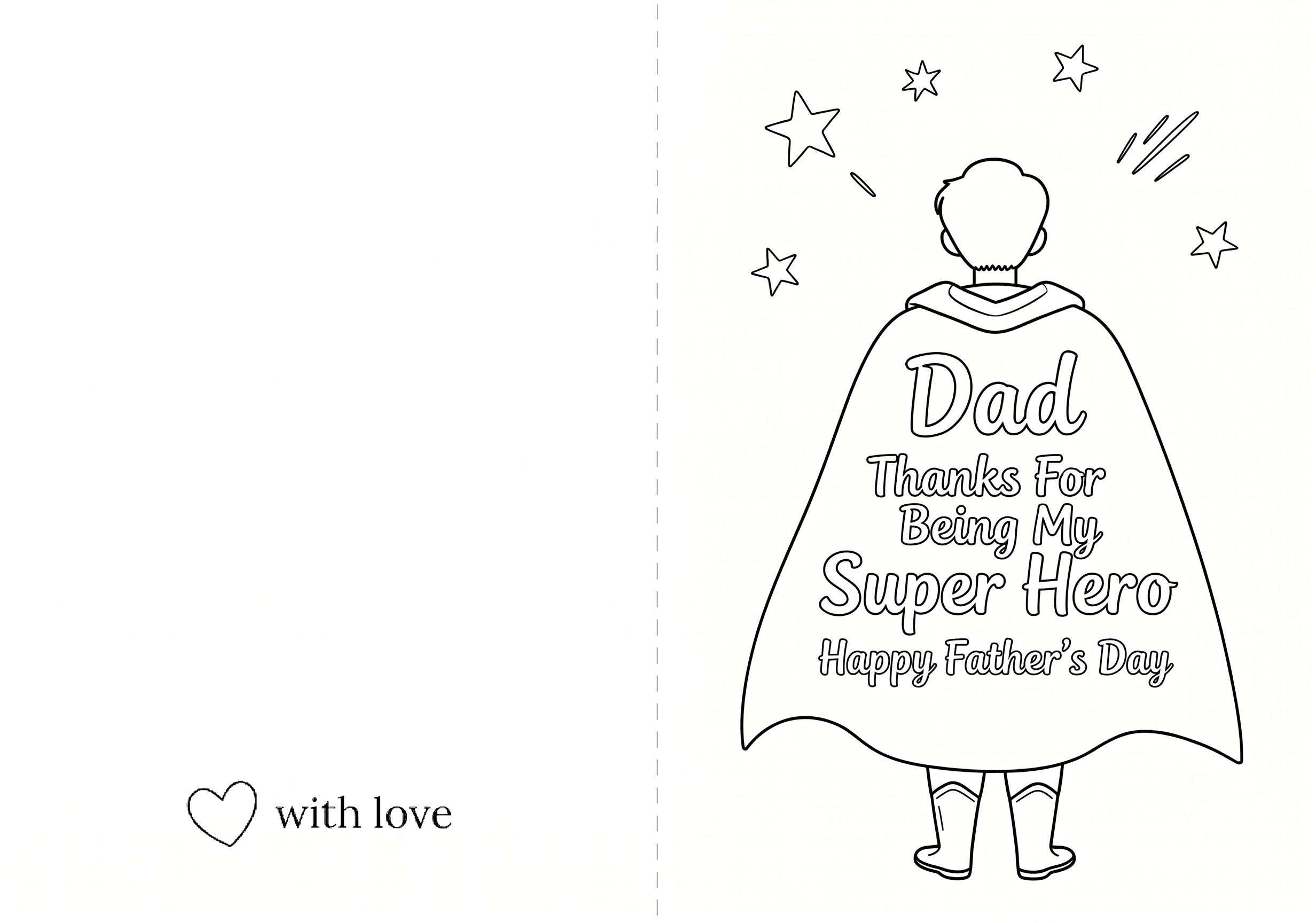 Super Hero Dad Coloring Card Printable