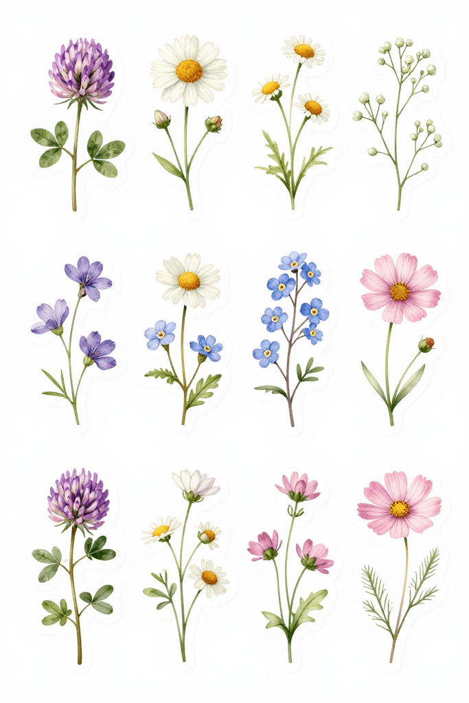 Tall Spring Wildflower Stickers Printable
