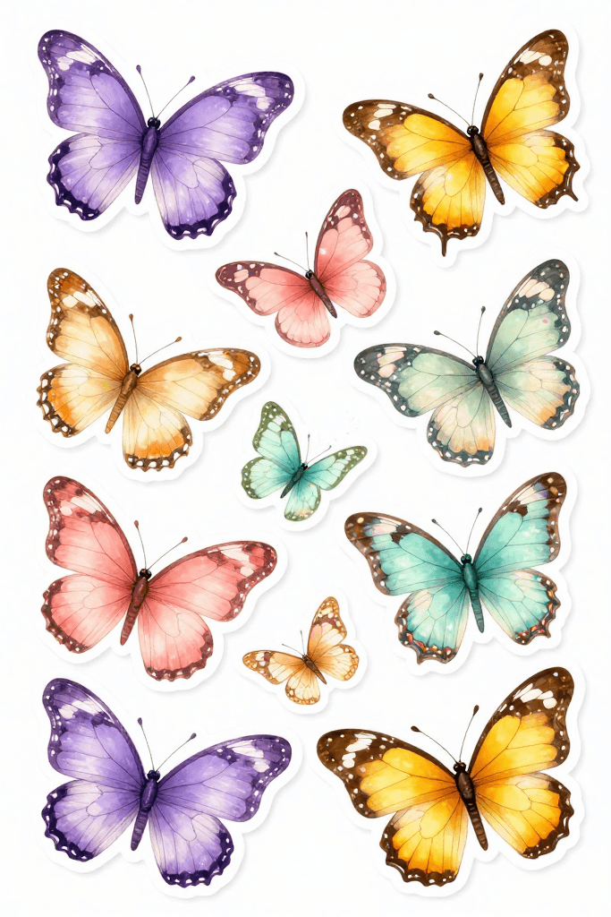Many Spring Butterfly Stickers Printable