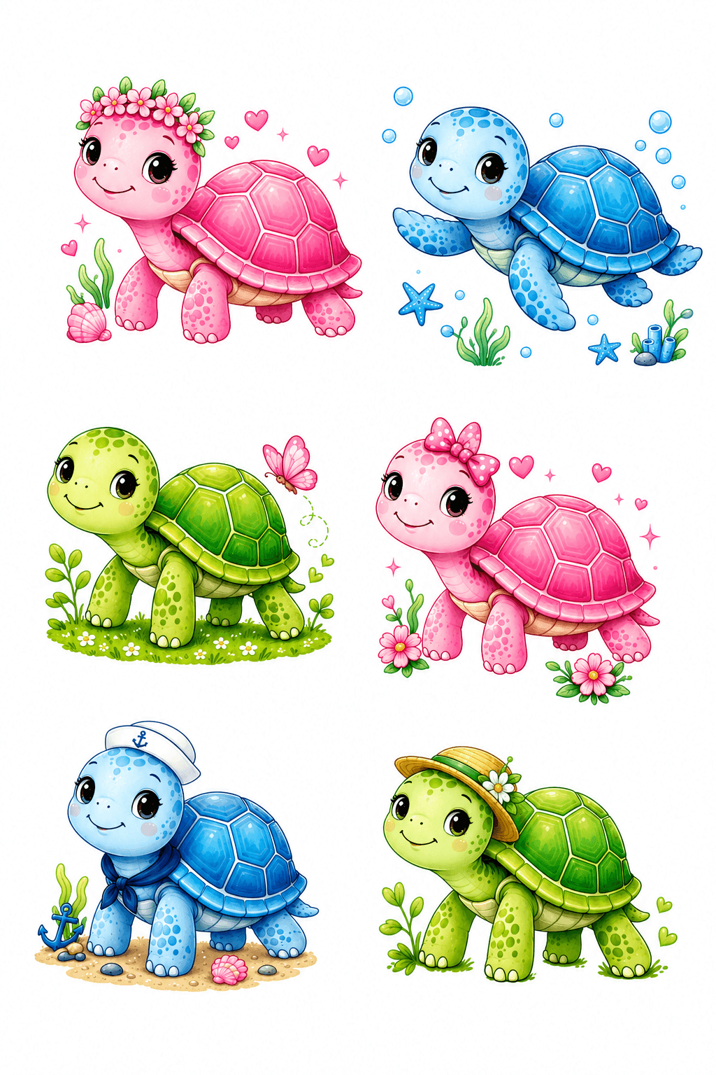 Whimsical Turtle Stickers Prtinable