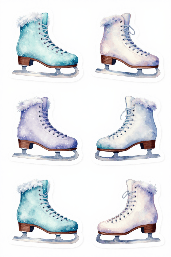 Winter Ice Skate Stickers Printable