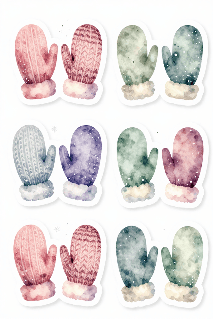 Winter Mitten Stickers 2 Printable
