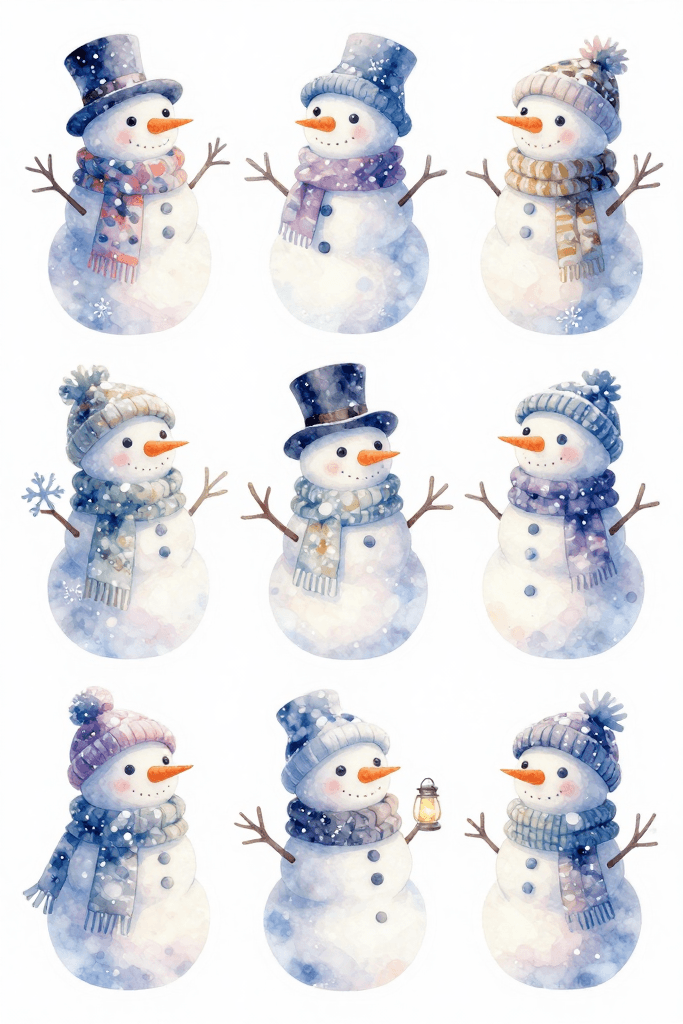 Winter Snowmen Stickers Printables