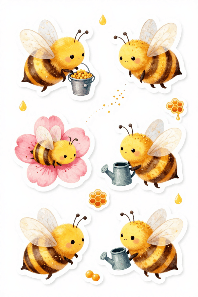 Working Spring Bee Stickers Printable