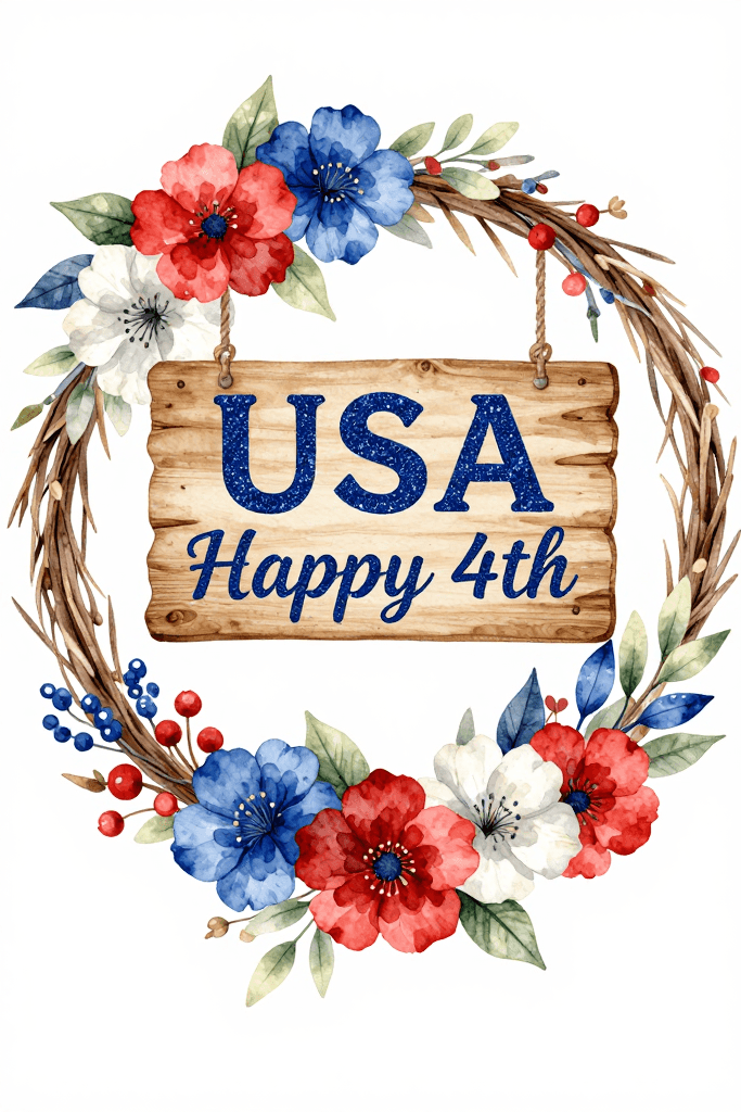 USA Happy 4th Wreath Ecard