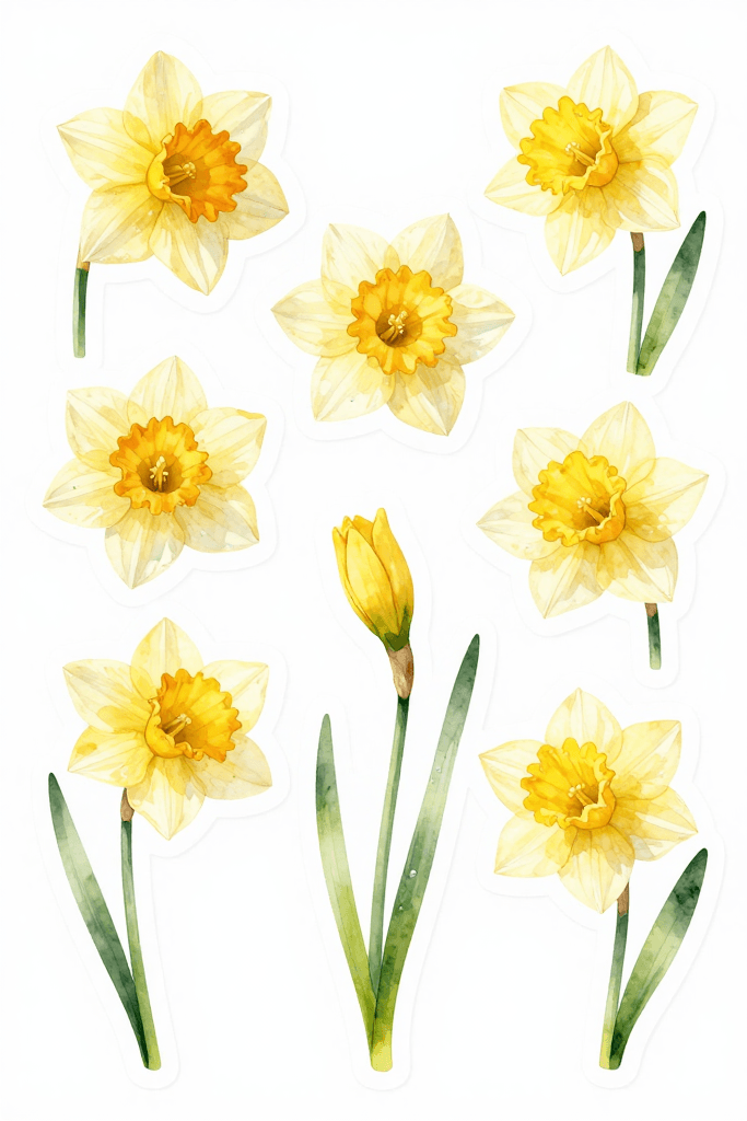 Yellow Daffodil Stickers Printable