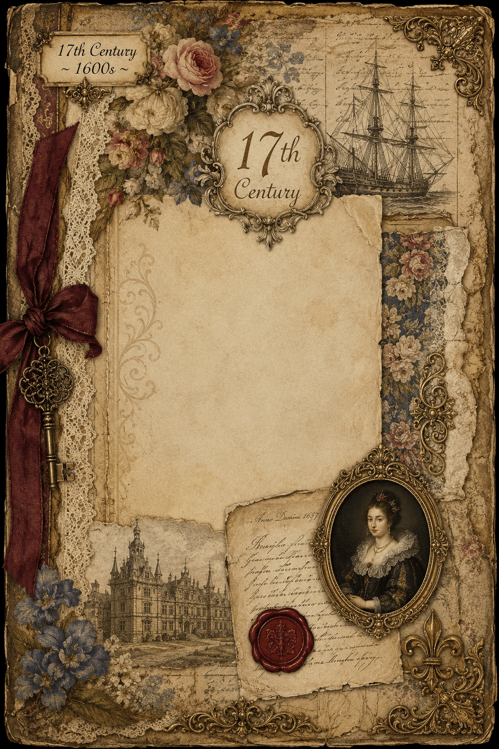 17th Century Junk Journal Page Printable