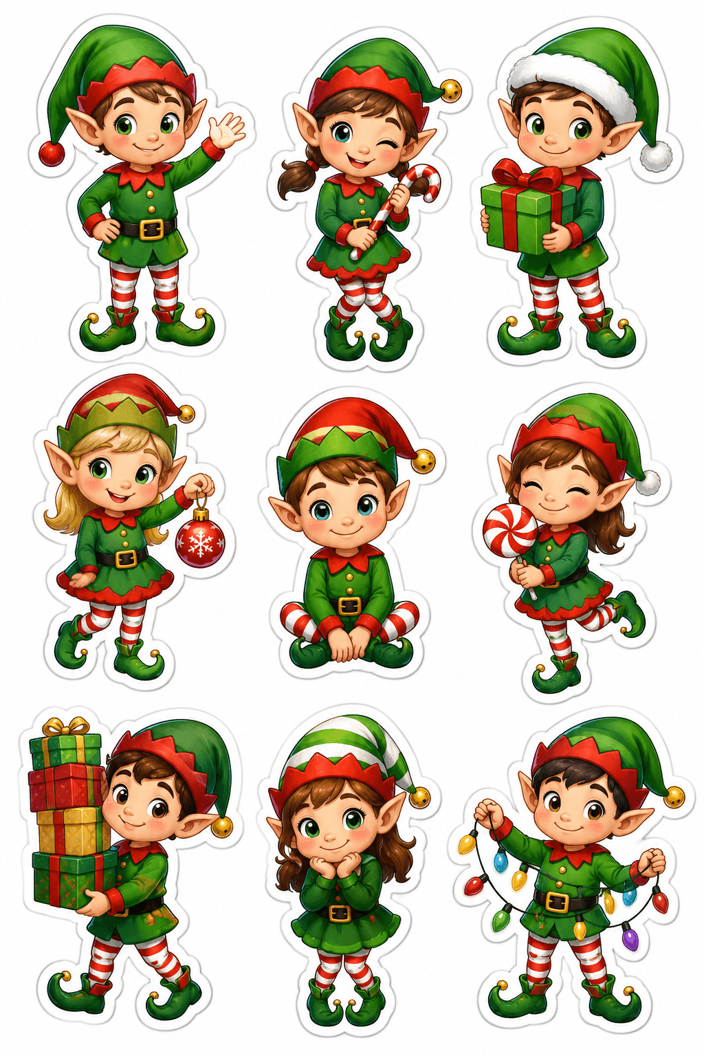 Adorable Elf Stickers Printable