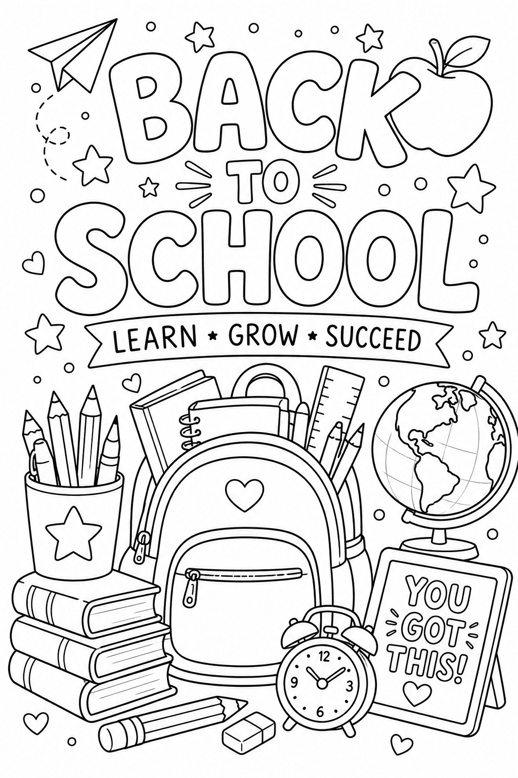 Back To School Learn Grow Succeed Printable