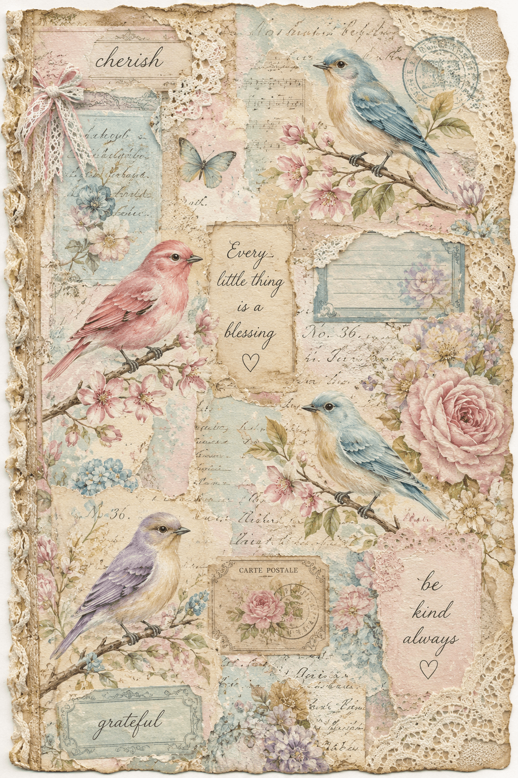 Bird Junk Journal Page Printable