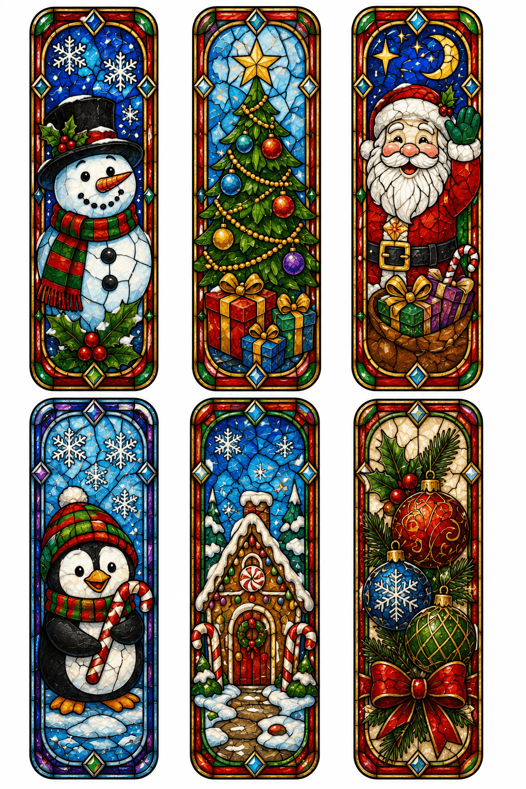Christmas Stained Glass Bookmarks Printable