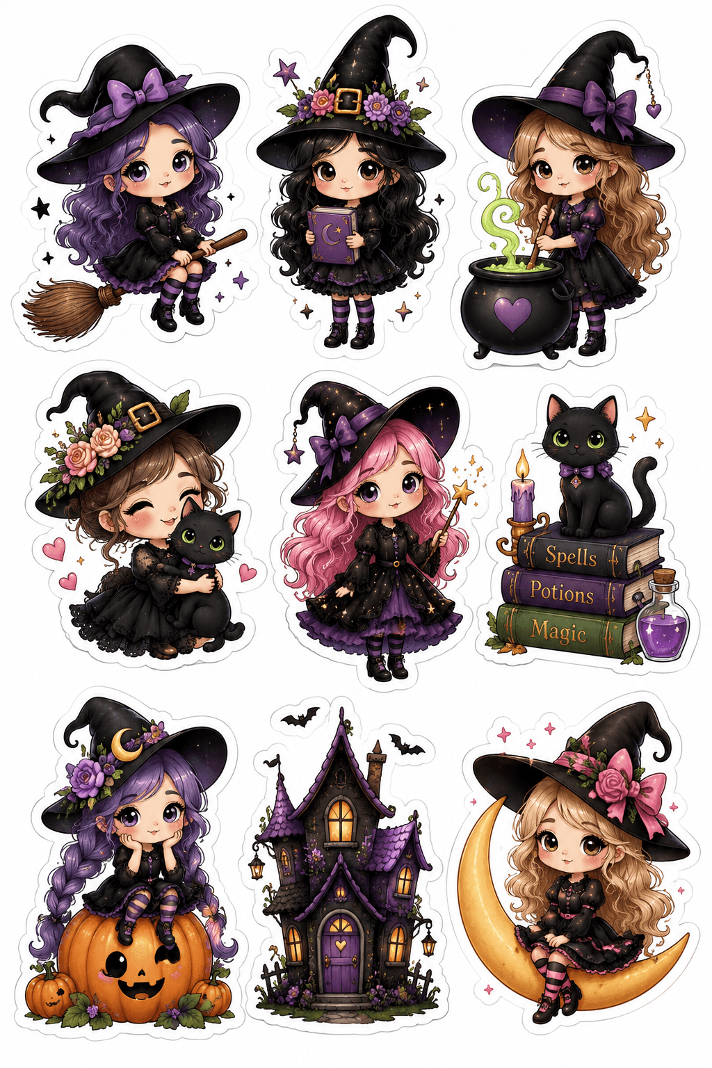 Cute Witch Stickers Printable