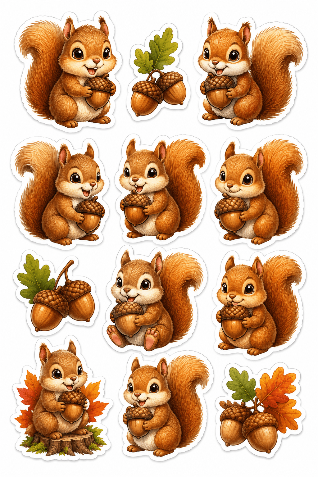 Fall Squirrel Stickers Printable