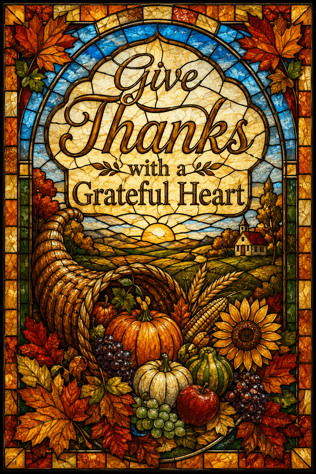 Thanksgiving Stained Glass Ecard