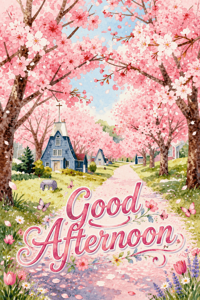 Good Afternoon Cherry Blossom Walkway Ecard