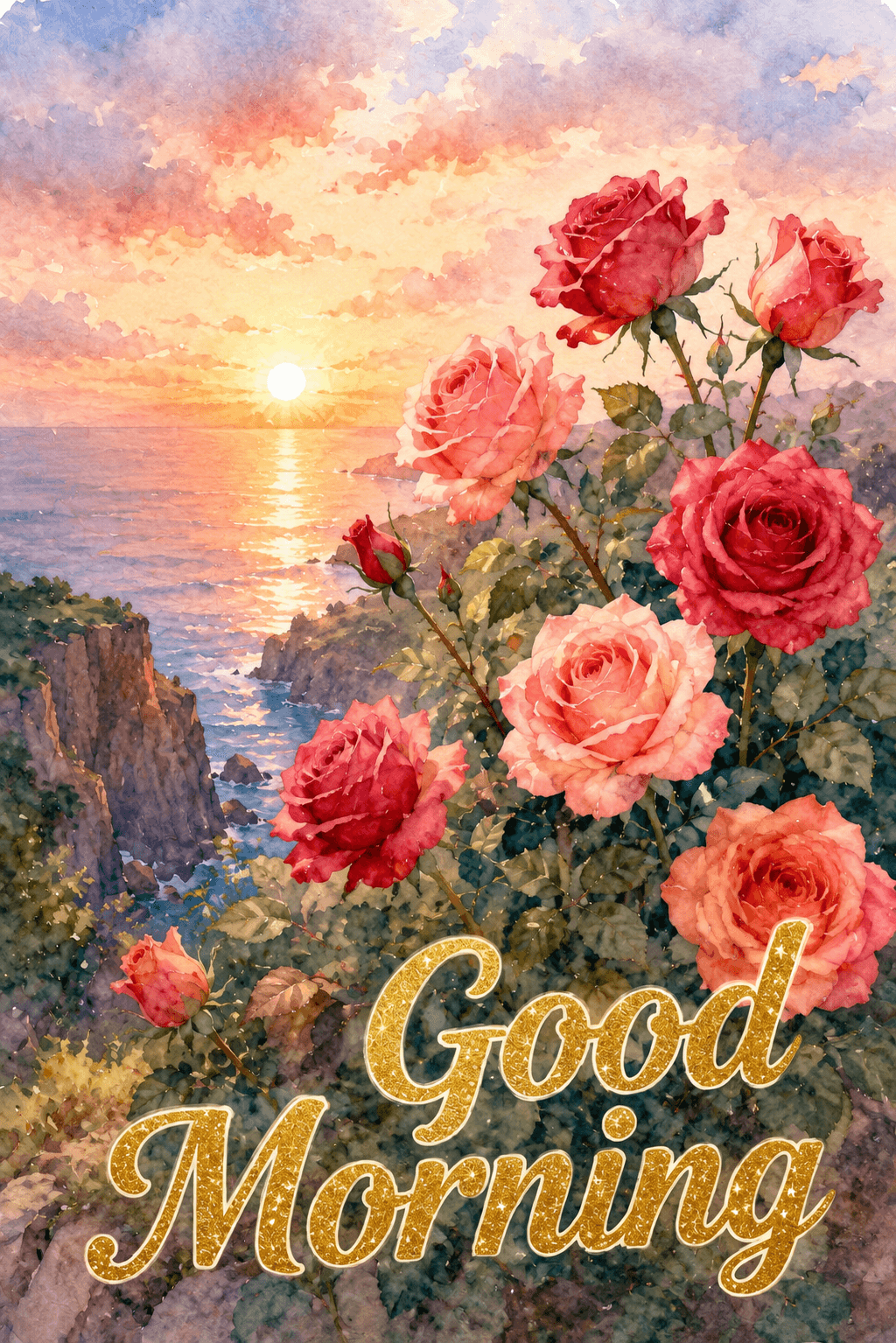 Good Morning Ocean Cliff Ecard